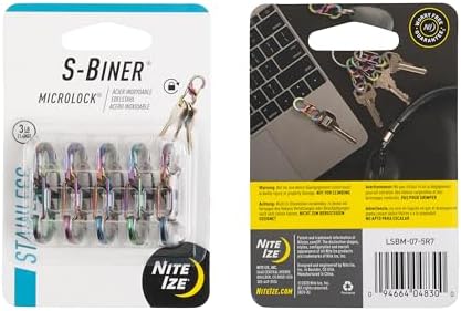 Nite Ize S-Biner MicroLock Stainless Steel - Durable Key Holder Carabiner Clip - S-Biner with Locking Gates - Durable & Strong Mini Carabiners for Keychain Accessories - Spectrum (5 Pack)