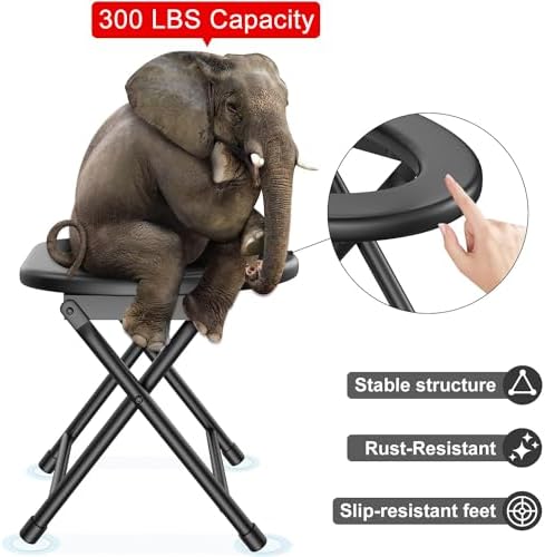 BLIKA Portable Toilet for Camping & Travel - 300LBS Weight Capacity, Folding Toilet with Removable Plastic Ring and Bags