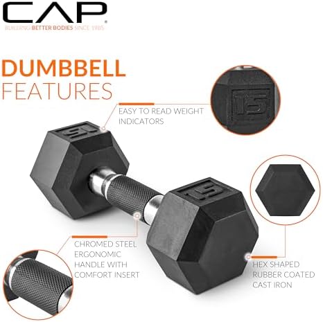 CAP Barbell Coated Hex Dumbbell Weight | Multiple Options