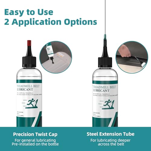 Treadmill Belt Lubricant, 100% Silicone Treadmill Lube High-Temperature Resistant Stable Lubricant, with Application Tubes and Precision Screw Caps 500CS, 8.4 Ounce