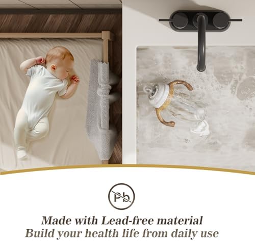 Phiestina 4 Inch 2 Handle Centerset Matte Black Lead-Free Modern Bathroom Faucet, 360 Swivel Spout 2-3 Hole RV Bathroom Vanity Sink Faucet with Pop Up Drain and Water Supply Lines,BF015-1-MB