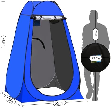 Portable Pop Up Privacy Tent, Outdoor Camping Bathroom Toilet Shower Tent Spacious Dressing Changing Room for Hiking Beach Picnic Fishing, Instant Rain Shelter with Carrying Bag-