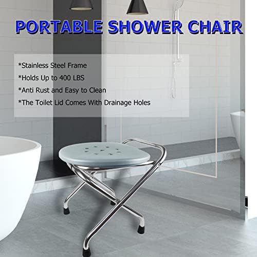 BLIKA Portable Toilet for Camping, 400LBS Stainless Steel Foldable Camp Travel Toilet for Adults, 16-Inch for Truckers, Camping, RV Travel, Road Trips, Outdoor Use