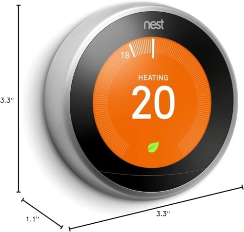 Google Nest Learning Thermostat - Programmable Smart Thermostat for Home - 3rd Generation Nest Thermostat - Compatible with Alexa - Stainless Steel (Renewed)