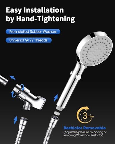 Shower Head with Handheld, High Pressure Handheld Shower Head with 80" Extra Long Stainless Steel Hose & Adjustable Bracket, Showerhead with ON/OFF Switch for Pets Bath