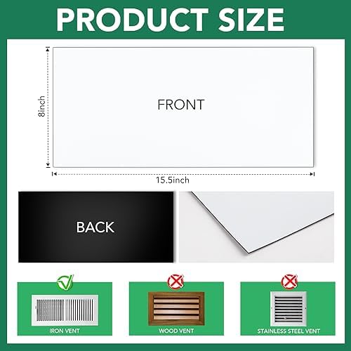 4 Pack Magnetic Vent Covers, Strong Vent Covers 8x15.5inch High Strength Magnetic Vent Cover for Floor Wall and Ceiling Registers Home HVAC and AC Vents