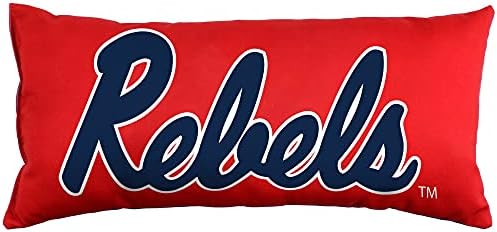 College Covers Solid Color Bolster Travel Pillow, 1 Count (Pack of 1), Ole Miss Rebels