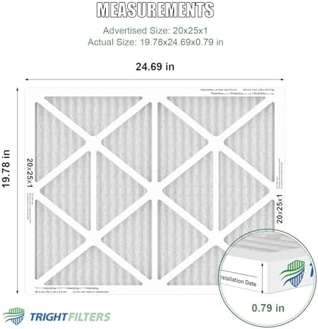 20x25x1 Air Filter 4 Pack, MERV 8 Pleated Dust Defense Air Filters Replacement Air Conditioner HVAC AC Furnace Filter, Durable and Lightweight