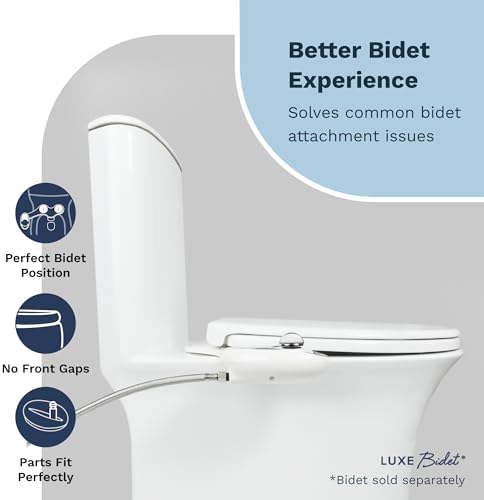 LUXE TS1008E Elongated Comfort Fit Toilet Seat with Slow Close, Quick Release Hinges, and Non-Slip Bumpers (White)