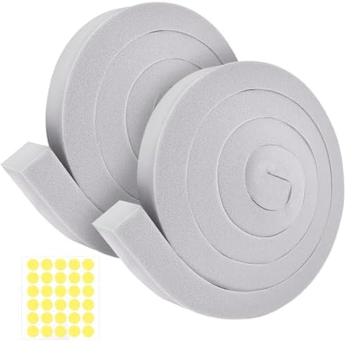 2Packs Air Conditioner Foam Tape with Adhesive, 1''X1''X 6.5 Ft Window Weather Stripping, High Resilience Ac Window Seal Kit Foam Insulation for Winter Summer (6.5ft X 2 Rolls, Grey)