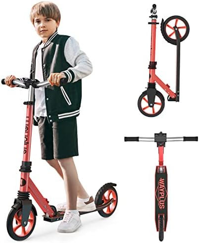 Kick Scooter for Ages 6+,Kid, Teens & Adults. Max Load 240 LBS. Foldable, Lightweight, 8IN Big Wheels for Kids, Teen and Adults, 4 Adjustable Levels. Bearing ABEC9