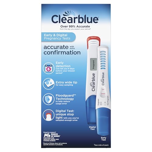 Clearblue Early Pregnancy Test Kit, at-Home Pregnancy Test Kit for Women, hCG Hormone Pregnancy Tests with Easy-to-Read Results, 10 Tests