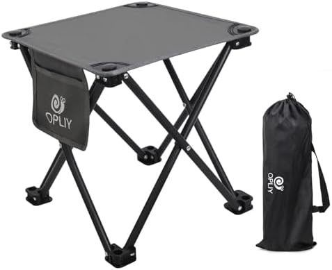Opliy Camping Stool, Folding Small Chair Portable Camp Stool for Camping Fishing Hiking Gardening and Beach, Camping Seat with Carry Bag (Gray)