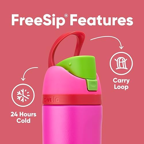 Kids FreeSip Insulated Stainless Steel Water Bottle with Straw for Sports, Travel, and School, BPA-Free Sports Water Bottle, 16 oz, All The Berries