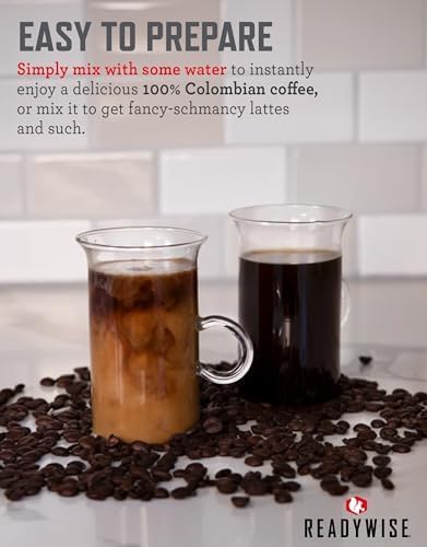 READYWISE - Freeze-dried Coffee Bucket, 360 Servings, Emergency, Meal & Drink Supply, Freeze Dried Survival Drink for Hiking, Adventure and Camping Essentials, Resealable Pouches