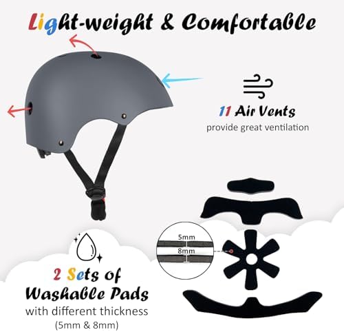 Kids Bike Helmet, Adjustable and Multi-Sport, from Toddler to Youth, 3 Sizes