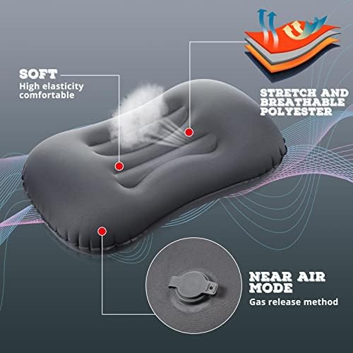 Yulejo 3 Pcs Inflatable Camping Travel Pillow Ultralight Portable Backpacking Pillow for Neck Lumbar Support Camp Hiking Sleeping, 3 Colors