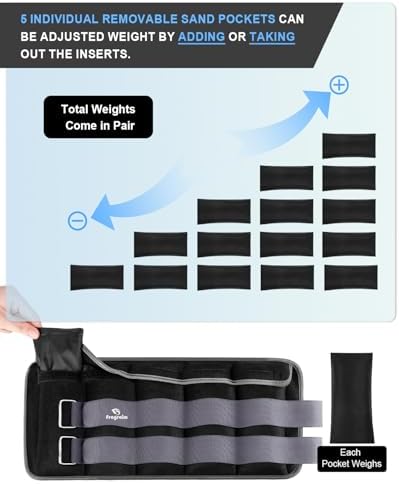 Fragraim Adjustable Ankle Weights 1-3/4/5/6/8/10/12/15/20 LBS Pair with Removable Weight for Jogging, Gymnastics, Aerobics, Physical Therapy