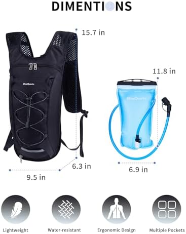 Hydration Backpack with 2L Water Bladder, Hiking Water Backpack for Women Men, Lightweight Cycling Daypack with Phone Pocket & Helmet Net Bag, Hydration Pack for Biking, Running, Skiing