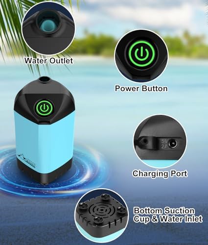 WADEO Portable Shower for Camping, Outdoor Electric Shower Rechargeable Pump with 20L Collapsible Bucket, Camping Shower Head Nozzle for Camping, Hiking, Traveling, Washing