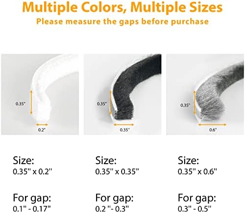 24.6FT Brush Weather Stripping, Neat Pile Self Adhesive Seal Strip for Windows and Door, Weatherstrip for Soundproofing, Windproof, Dustproof, Stronger Stickiness, 0.35'' Wide x 0.6'' Thick, Grey