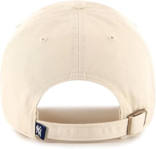 47 Brand MLB Natural Primary Logo Clean Up Adjustable Baseball Cap Hat, Adult One Size Fits All