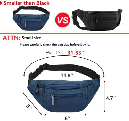 Fanny Pack for Men Women,Crossbody Waist Bag Pack,Belt Bag for Travel Walking Running Hiking Cycling,Easy Carry Any Phone,Wallet (Dark blue)