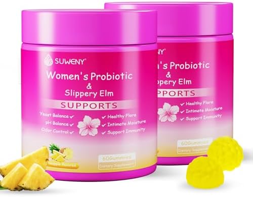 Her Juicy Feminine Probiotics Gummies,Women's Health - Supports ph Balance,with Slippery Elm, Prebiotics & Lactobacillus Blend, Immune System, Pineapple Flavor-60 Gummies (2)