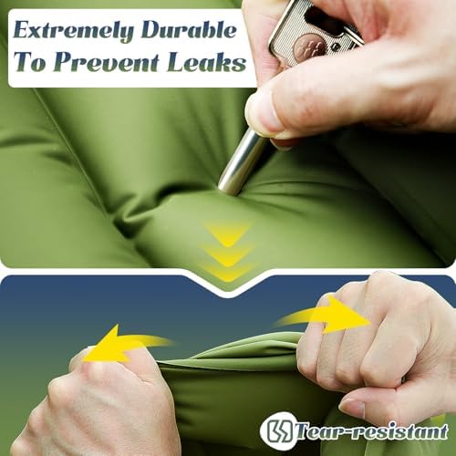 Double Sleeping Pad for Camping, 6" Extra-Thick 2 Person Camping Sleeping Pad with Pillow Built-in Foot Pump, Inflatable Sleeping Mat for Backpacking, Tent, Hiking Essentials Gear