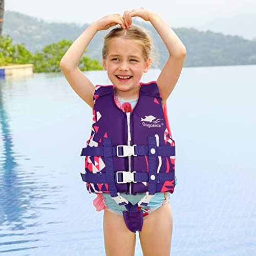 Gogokids Toddler Swim Vest, Kids Float Jacket for 20-30-40-50 lbs Girls and Boys, Float Swimwear with Duel Adjustable Safety Strap, for 2-9 Year Old Children