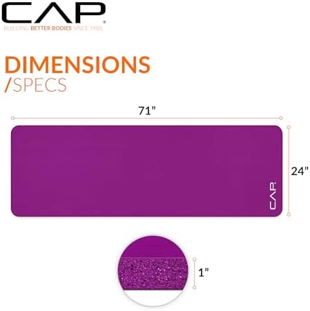 CAP Barbell 1-Inch High Density Exercise Yoga Mat with Strap | Multiple Colors