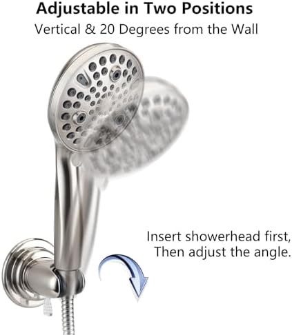 BOPai Vacuum Suction Cup Shower Head Holder, Adjustable 20 Degrees from The Wall - Brushed Nickel