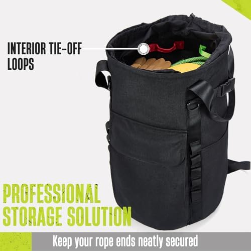 Arborist Rope Bag, 35L Tree Climbing Rope Bag, Arborist Equipment Bucket Backpack, Arborist Gear Carrier Bag with Side Pockets, Tough Rock Climbing Backpack, Rock and Tree Climbing Gear