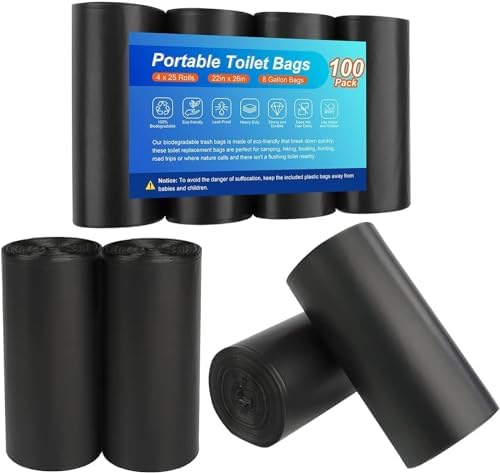 80 Portable Toilet Bags, Camping Toilet Bags, Biodegradable Porta Potty Bags, Thickened Toilet Waste Bags for 5 Gallon Bucket Toilet, Compostable Bags