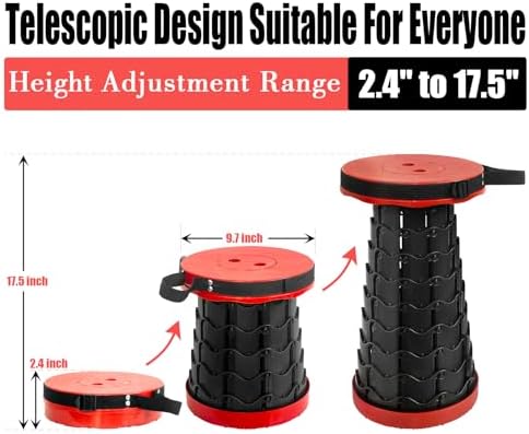 2PCS Upgraded Collapsible Stool Thickened Set, Portable Stool Folding Stools, Foldable Chair for Camping Fishing Hiking BBQ and Outdoor Activities - Max 400lbs(Red)