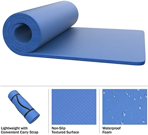 Foam Sleeping Pad for Camping - 0.75-Inch-Thick Waterproof Sleep Pad with Carry Straps for Cots, Tents, or Sleepovers by Wakeman Outdoors (Blue)