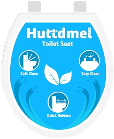 Toilet Seat Round 16.5 Inch & Quick Release - Quick Connect, Standard Toilet Lid Soft Close, PP Material Safe & Easy Clean and Install, Sturdy Accessories Never Loosen, White Plastic