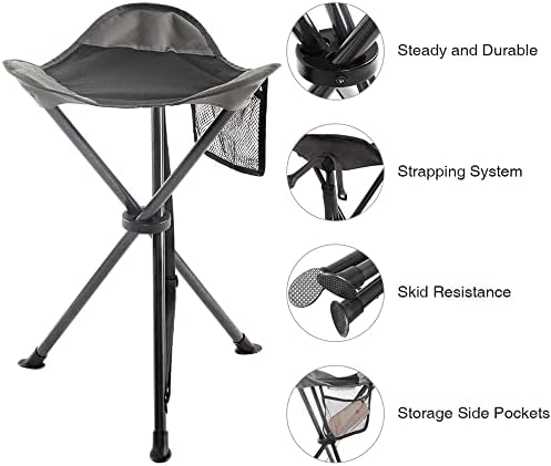 PORTAL Tall Folding Tripod Stool for Outdoor Camping Walking Hunting Hiking Fishing Travel, Support 225 lbs