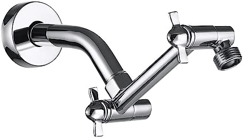 Shower Head Extension Arm, Anti-Leak Solid Brass Adjustable Extender for Rain & Handheld Shower Head, G1/2 Universal Connector (5 Inch, Chrome)