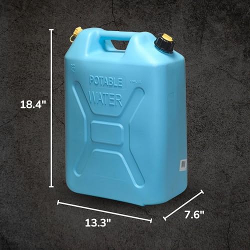 Scepter Portable Plastic Military Style Food Grade 5 Gal Water Jug Container with Reversible Spout for Camping & Emergency Storage, Blue