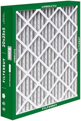 Filterbuy 20x25x5 Air Filter MERV 8 Dust Defense (4-Pack), Pleated HVAC AC Furnace Air Filters for Honeywell FC100A1037, Lennox X6673, Carrier, & More (Actual Size: 19.88 x 24.75 x 4.38 Inches)