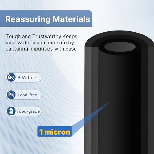 1 Micron 10" x 2.5" Whole House CTO Carbon Water Filter Cartridge Replacement for Home Countertop System, Dupont WFPFC8002, WFPFC9001, FXWTC, SCWH-5, WHEF-WHWC, WHCF-WHWC, CTO10, T01, 4PACK