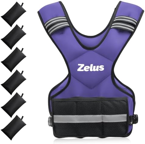 ZELUS Weighted Vest for Men and Women | 4-10lb/11-20lb/20-32lb Vest with 6 Ironsand Weights for Home Workouts | Adjustable Body Weight Vest Exercise Set for Cardio and Strength Training
