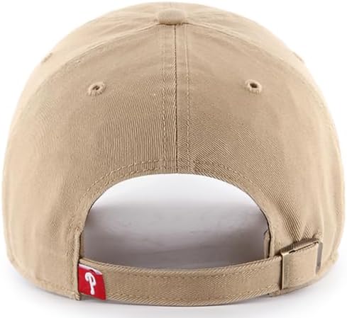 47 Brand MLB Khaki White Primary Logo Clean Up Adjustable Strap Baseball Dad Hat Cap, Adult One Size Fits All