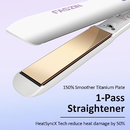 Hair Straightener, Fast Heat Titanium Flat Iron with Negative Ions to Create Sleek Style, 2 in 1 Straightener and Curler Dual Voltage Styling Tool for Professional Salon Straighten/Curl/Wave