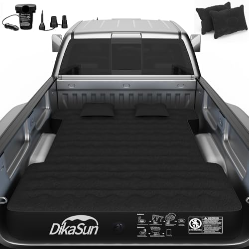 Truck Bed Mattress, Truck Bed Air Mattress for 5.5-5.8ft Full Size Short Beds, Inflatable Camping Air Mattress, Truck Tent Accessories with Pump & Carry Bag(A-Black)