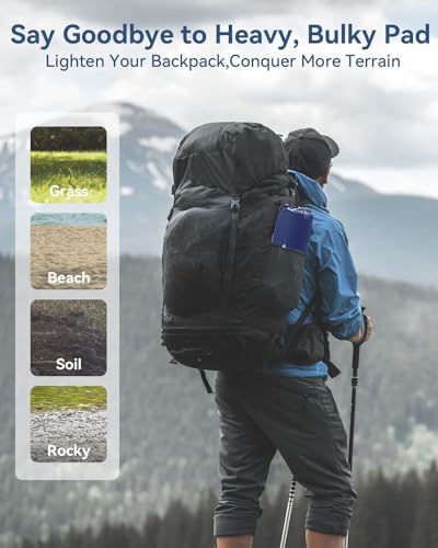 Hikenture Double Sleeping Pad for Camping, 4" Extra-Thick Camping Mattress 2 Person, Inflatable & Ultralight Sleeping Mat for Backpacking, Hiking (Navy Pumpsack, Full XL)