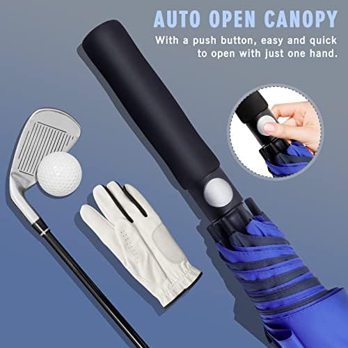 ZOMAKE Automatic Open Extra Large Golf Umbrella 51/54/62/68 Inch, Double Canopy Vented Windproof Oversize Stick Umbrellas for Rain