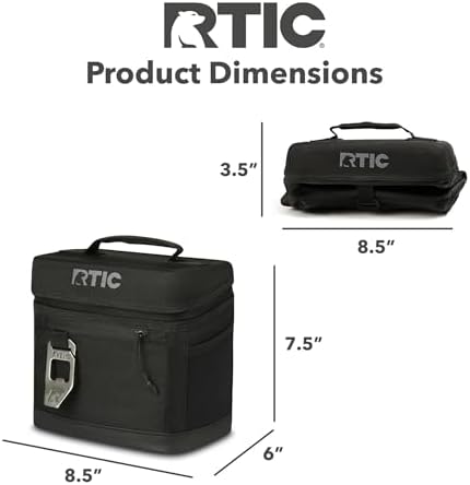 RTIC 6 Can Everyday Cooler, Soft Sided Portable Insulated Cooling for Lunch, Beach, Drink, Beverage, Travel, Camping, Picnic, for Men and Women