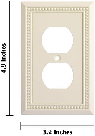 Henne Bery Sunken Pearls Heavy Duty Decorative Wall Plate Switch Plate Outlet Cover, Durable Solid Zinc Alloy (Single Duplex 3PK, Light Almond)